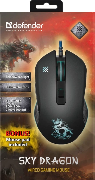 Мышь Defender Sky Dragon GM-090L с игровой поверхностью USB Black (52090) - Фото 9 Мышь Defender Sky Dragon GM-090L с игровой поверхностью USB Black (52090) - изображение 9