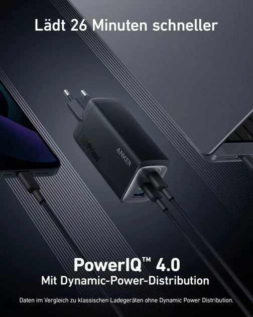 Мережевий зарядний пристрій Anker 120 W GaN 737 III 2 x USB-C 1 x USB-A Black (A2148312) - зображення 3