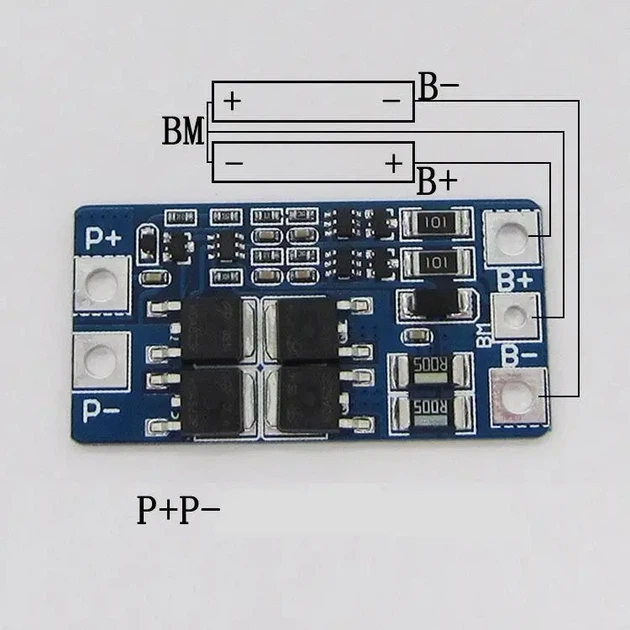 Контроллер заряда/разряда Li-Ion, BMS 2S 8,4В, 10А, HX-2S-JH20 V1.0, модуль защиты - изображение 2