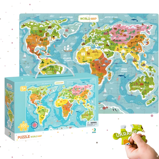 Puzzle DoDo Mapa Świata 100 elementow (300123) (4820198240240) - obraz 2