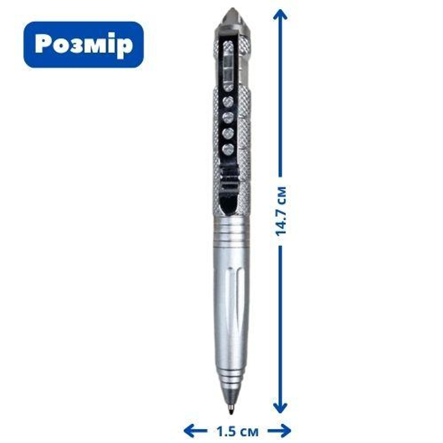 Багатофункціональна ручка з авіаційного алюмінію Multi-Tool з інструментами для виживання та повсякденного використання Сірий - зображення 2