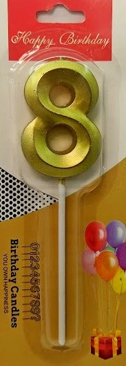 Свеча цифра 3D золотая "8", 5 см - Фото 1 Свеча цифра 3D золотая "8", 5 см - изображение 1