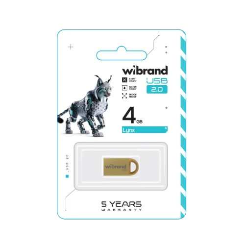 Флешка 4Гб USB 2.0 золотий lynx Wibrand - Фото 2 Флешка 4Гб USB 2.0 золотий lynx Wibrand - зображення 2