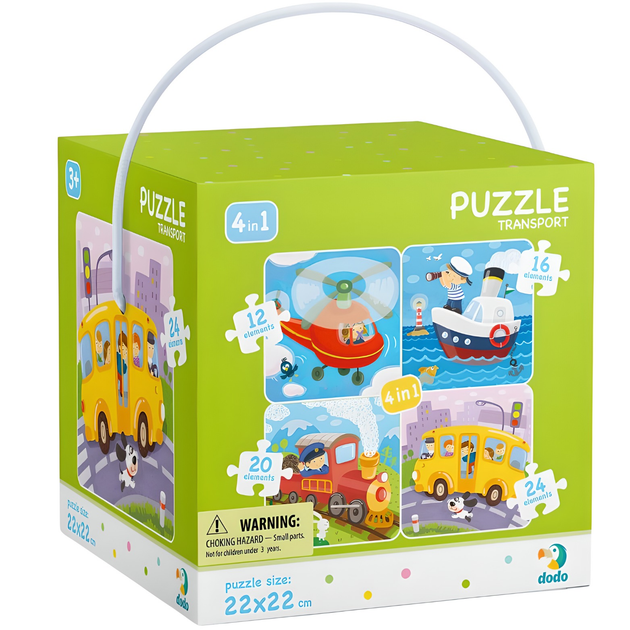 Puzzle DoDo 4 w 1 Transport 4 x 12/16/20/24 elementy (300132) (4820198240349) - obraz 1