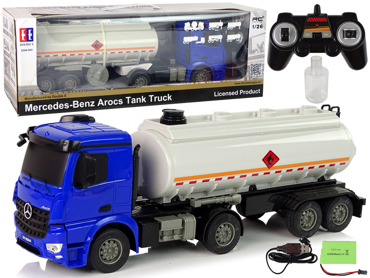 Cysterna zdalnie sterowana Leantoys Mercedes Arocs 1:26 Niebieska (5905323210448) - obraz 1