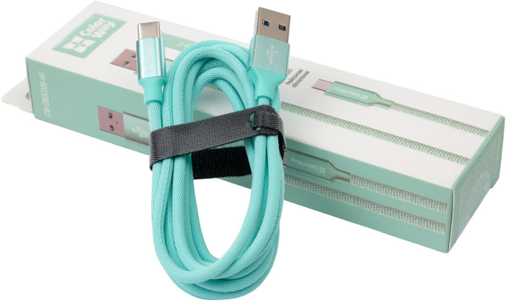 Кабель ColorWay USB Type-C 2.1A 1 m Mint (CW-CBUC003-MT) - зображення 5