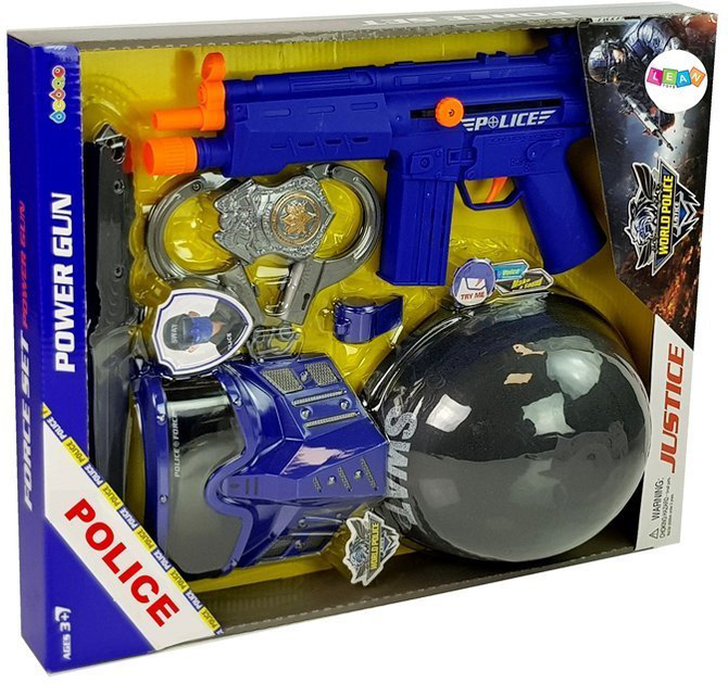 Zestaw policyjny LEAN Toys Swat Maska + Hełm + Odznaka + Pistolet 36 cm z akcesoriami (5903802454574) - obraz 1