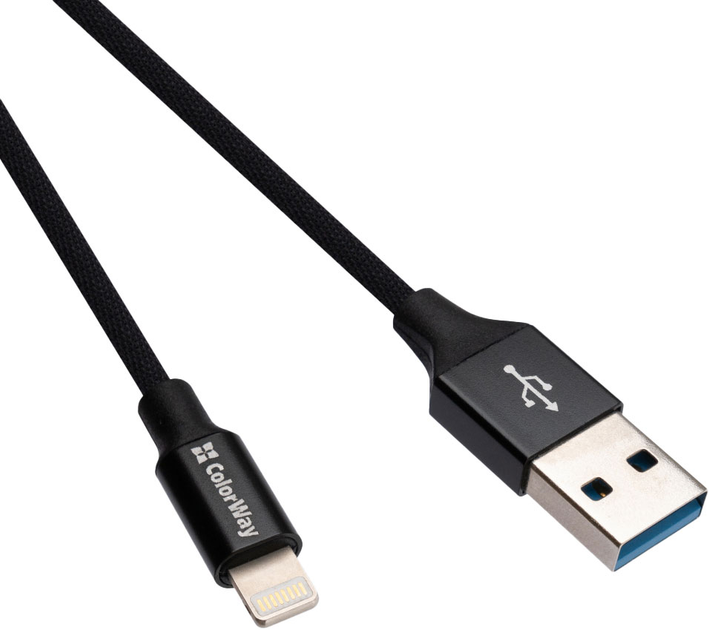 Кабель ColorWay USB - Apple Lightning 2.4A 2 m Black (CW-CBUL007-BK) - зображення 3