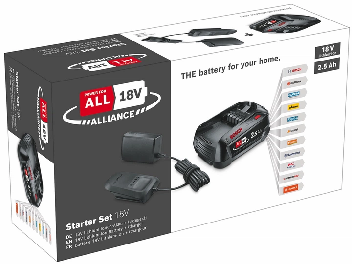 Стартовий комплект Bosch 18V Alliance 1 х акумулятор 2.5 Аг + зарядний пристрій AL18V-20 (1600A02625) - Фото 3 Стартовий комплект Bosch 18V Alliance 1 х акумулятор 2.5 Аг + зарядний пристрій AL18V-20 (1600A02625) - зображення 3