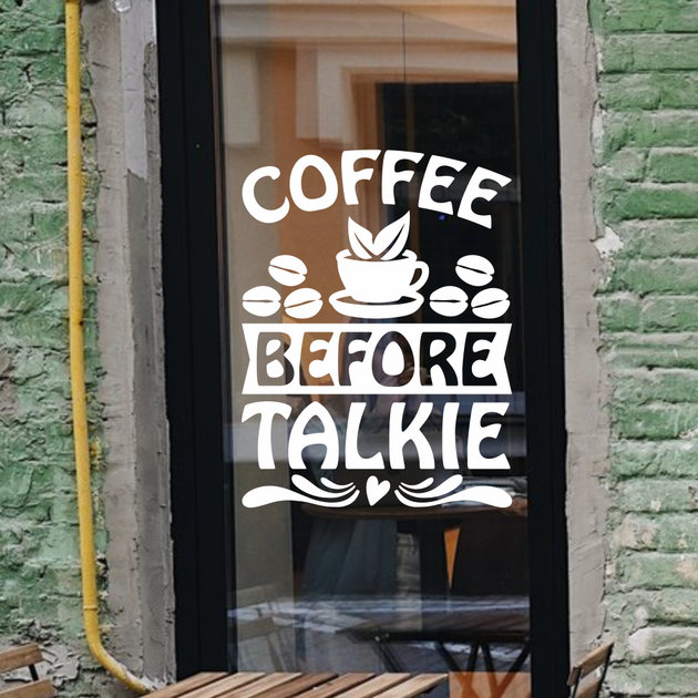Наклейка на стіну Coffee before talkie 37х49см (кава зерна мотиватор) Happy Pocket Біла глянсова (HP-103S-010GL) - зображення 4