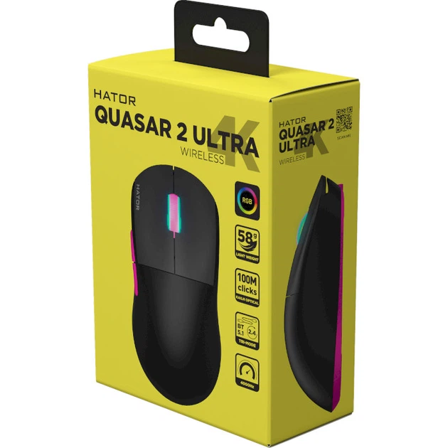 Мышь беспроводная Hator Quasar 2 Ultra 4K Wireless Black/Pink (HTM570BP) - Фото 4 Мышь беспроводная Hator Quasar 2 Ultra 4K Wireless Black/Pink (HTM570BP) - изображение 4
