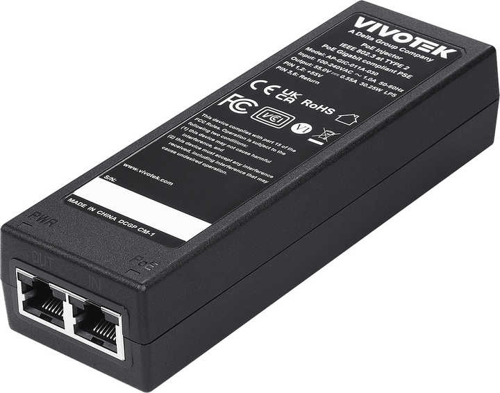 Injektor PoE Vivotek AP-GIC-011A-030 Black - obraz 1