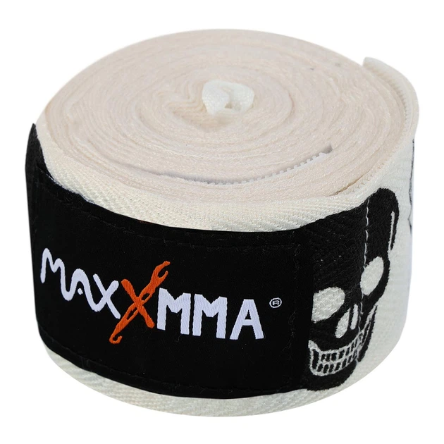 Бинты боксерские бамбук с принтом череп MaxxMMA 05-120 длина 3м White-Black - изображение 4