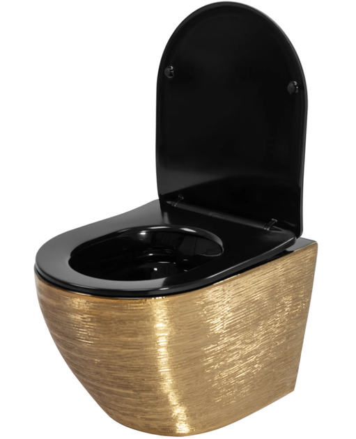 Підвісний унітаз REA CARLO FLAT BRUSHED GOLD BLACK золотий (REA-C3300) - зображення 5