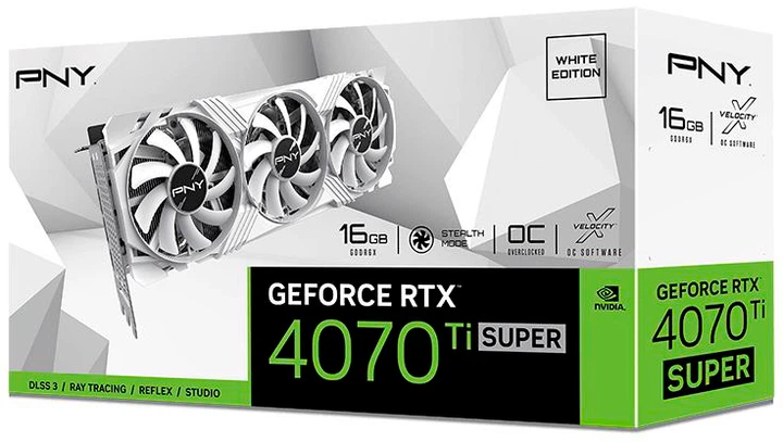 PNY GEFORCE RTX 4070 Ti ホワイトエディション Видеокарта PNY PCI-Ex GeForce RTX 4070 Ti Super White Edition OC