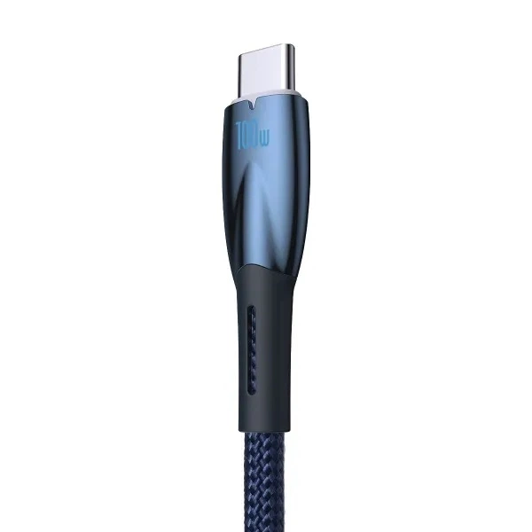 Кабель Baseus Glimmer Series Fast Charging Data Cable USB to Type-C 100W 2m Blue (CADH000503) - изображение 4