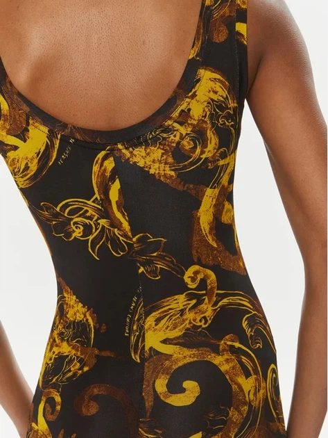 Sukienka na ramiączkach damska midi letnia Versace Jeans Couture vjc76hao9b6js291g89 38 Czarny/Żółty (8052019654417) - obraz 4