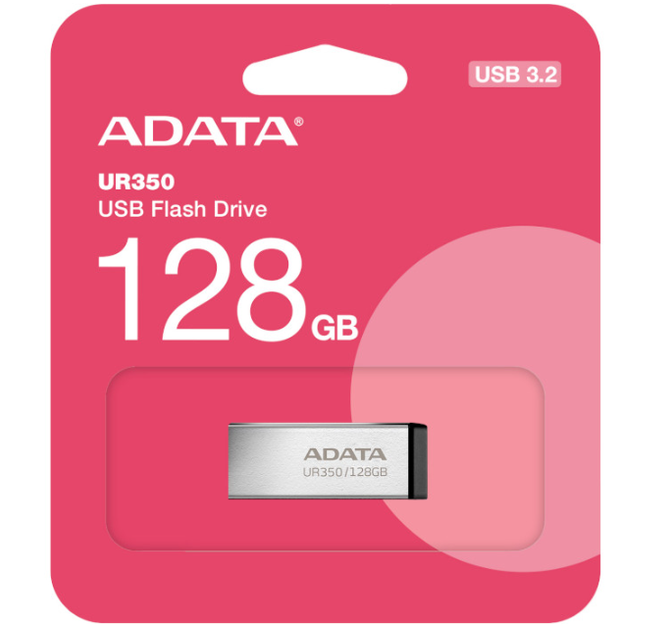 Флеш память флешка Flash A-DATA UR 350 128Gb USB 3.2 Silver-Black (UR350-128G-RSR/BK) - изображение 5