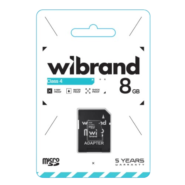 Карта пам'яті microSDHC 8Гб Сlass 4 Wibrand + adapter SD - изображение 2