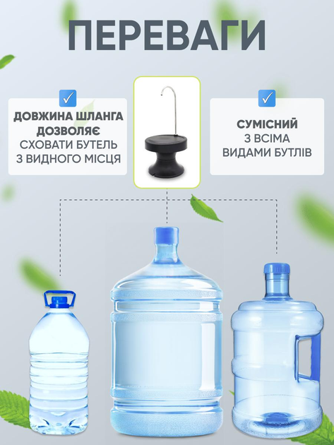 Автоматическая помпа для воды на бутыль диспенсер аккумуляторный EASY PUMP black с подставкой - изображение 6