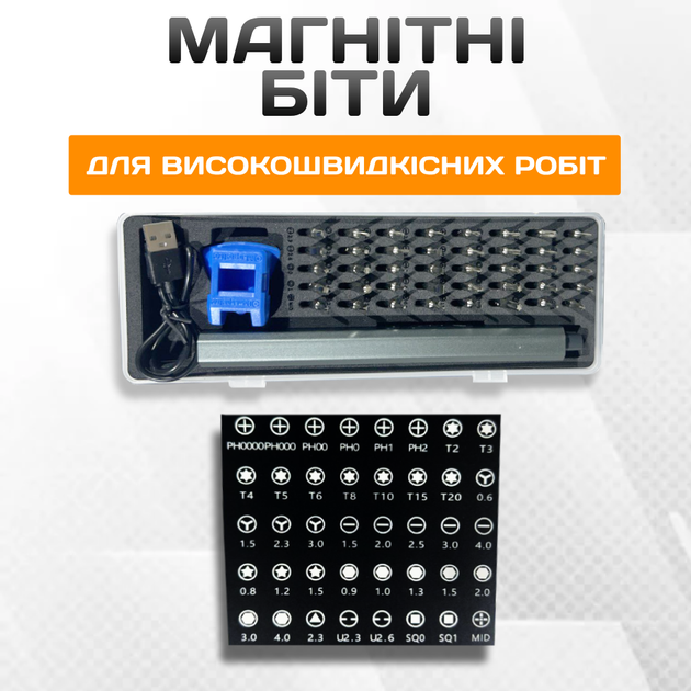 Аккумуляторная мини-отвертка 46 в 1 Набор электроотвертка с магнитными битами-насадками 40 штук с фонариком - изображение 3