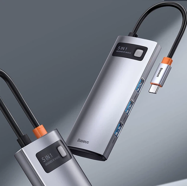 USB-хаб (концентратор) Baseus Metal Gleam Series 5-in-1 (Type-C to USB3.0*3, 4K HDMI, Type-C), CAHUB-CX0G - изображение 8