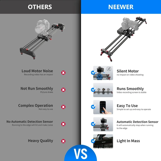 Моторизованный слайдер камеры из углеродного волокна NEEWER ER1-100 с APP управлением - изображение 6