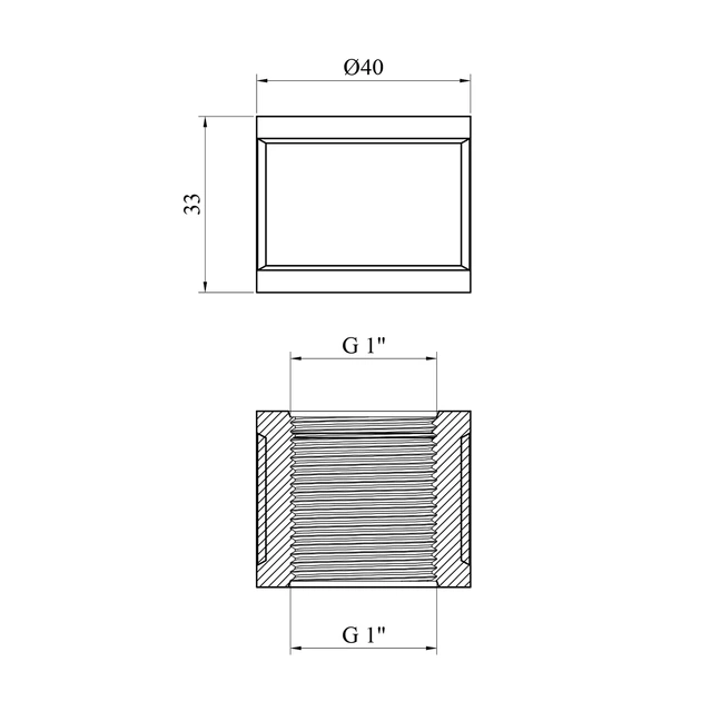 Муфта латунна LexLine 1" ВВ, (внутрішня різьба), PN10 - Фото 2 Муфта латунна LexLine 1" ВВ, (внутрішня різьба), PN10 - изображение 2
