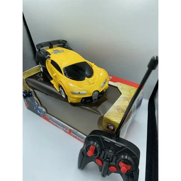 Машинка-трансформер на радіокеруванні AToys Bugatti-Robot 1:18 світлові ефекти Чорно-жовта - зображення 10