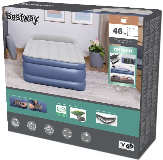 Надувне ліжко Bestway Tritech 67628 191 x 97 x 46 см (6941607329658) - зображення 1