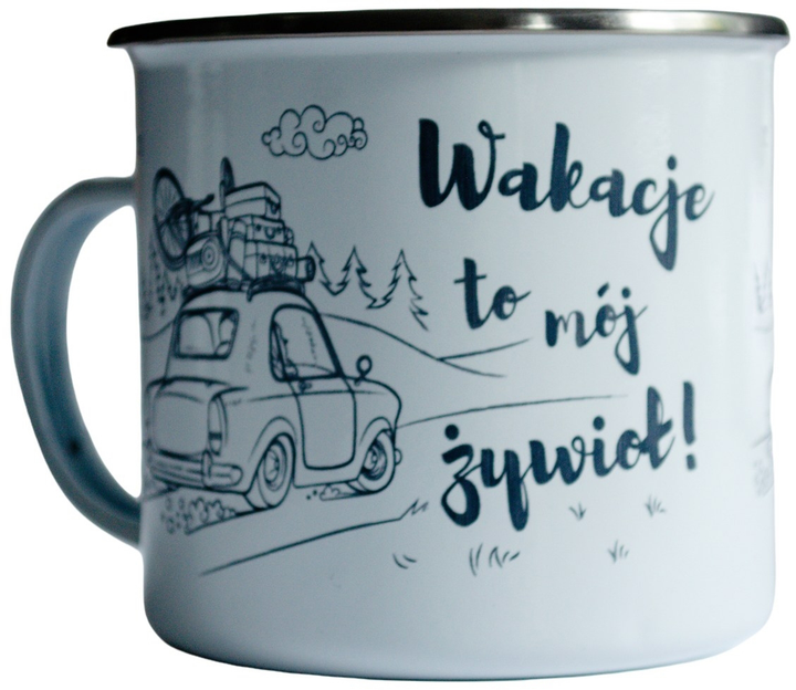 Kubek emaliowany TravelSet Wakacje to mój żywioł 450 ml (5907751196257) - obraz 1