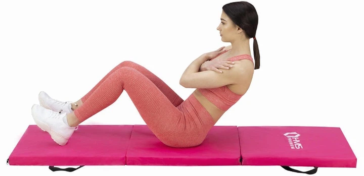 Мат гімнастичний HMS Premium MGS02 180 x 60 x 5 см Pink (5907695592504) - зображення 14