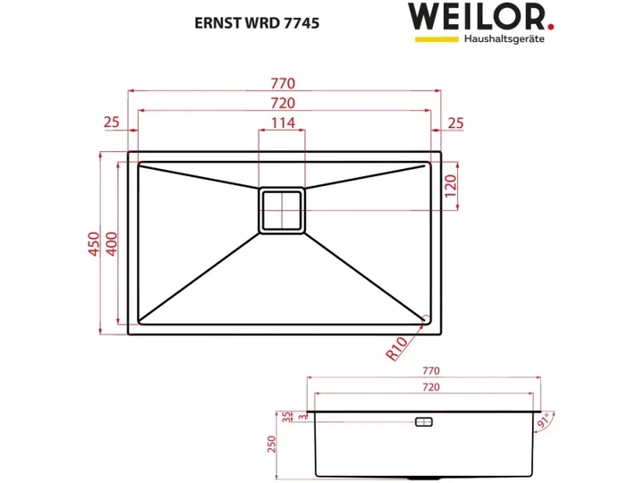 Кухонна мийка WEILOR ERNST WRD 7745 - изображение 10
