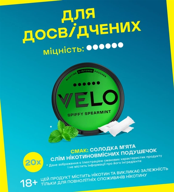 あ。 27cm Безтабачные никотиносодержащие подушечки Velo Spiffy Spearmin