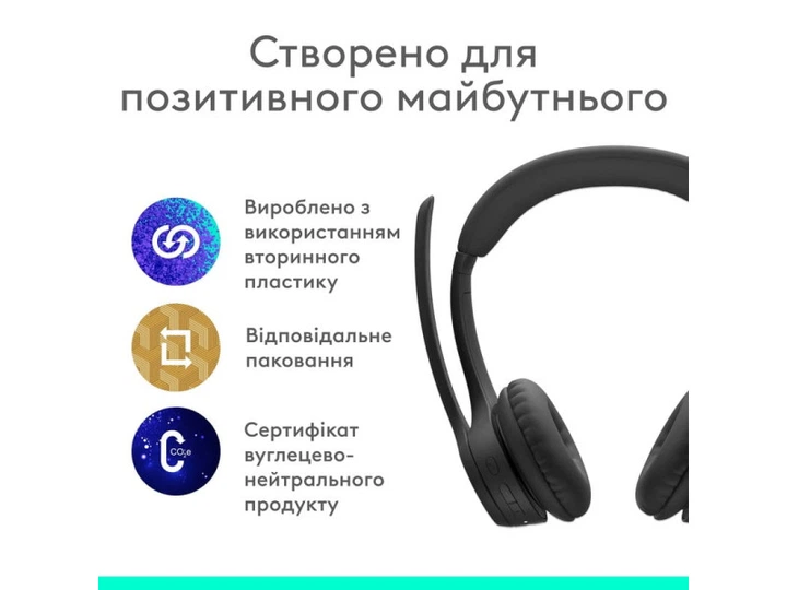 Спеціалізована гарнітура Logitech ZONE 300 Midnight Black (981-001407) - зображення 7