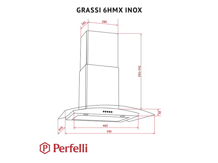 Витяжка Т-подібна Perfelli GRASSI 6HMX INOX - зображення 9