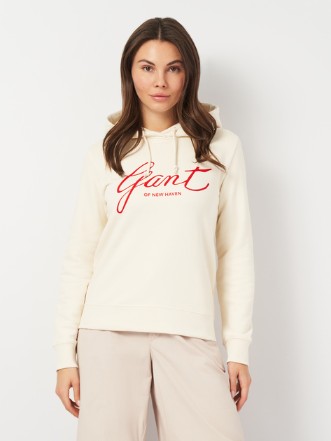 Акція на Худі жіноче GANT Reg Script Hoodie 4201252-130 M Біле від Rozetka