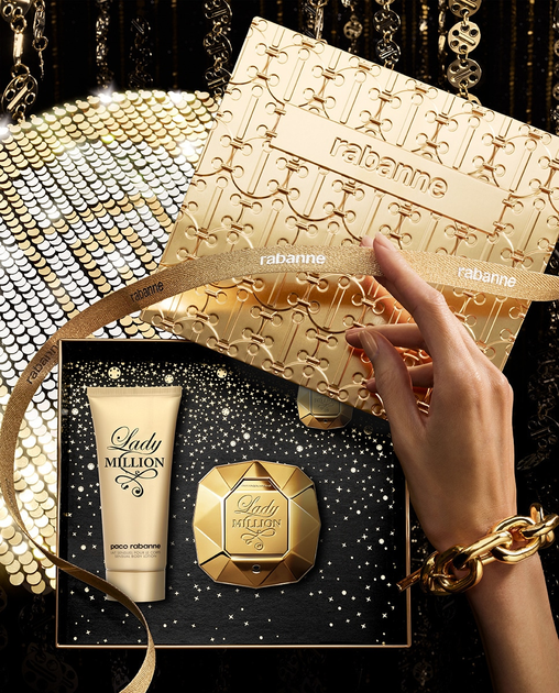 Zestaw damski Paco Rabanne Lady Million Woda perfumowana 80 ml + Balsam do ciała 100 ml + Miniaturka Woda perfumowana 5 ml (3349668635320) - obraz 5
