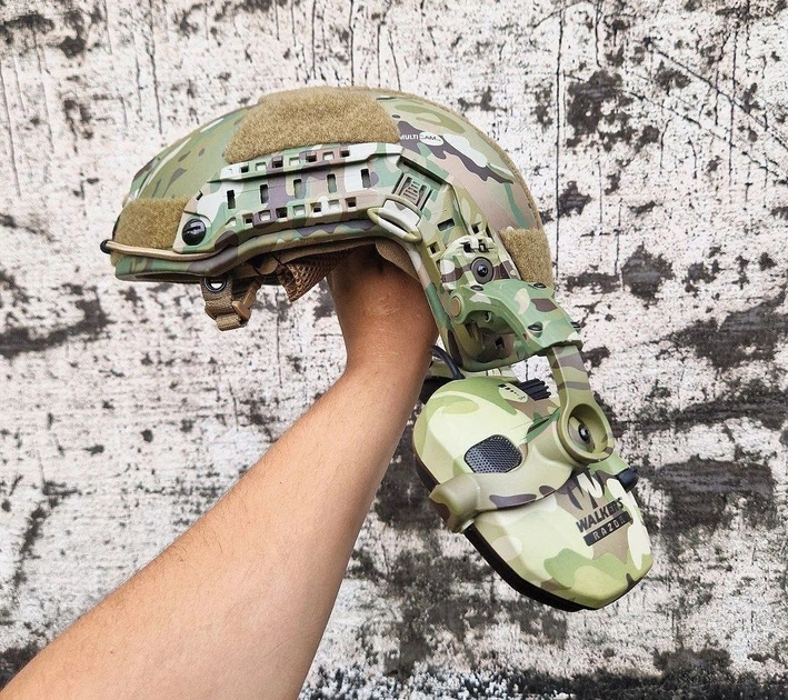 Тактичні навушники Walker's Razor Slim на шолом + кріплення чебурашки на каску Multicam - зображення 9