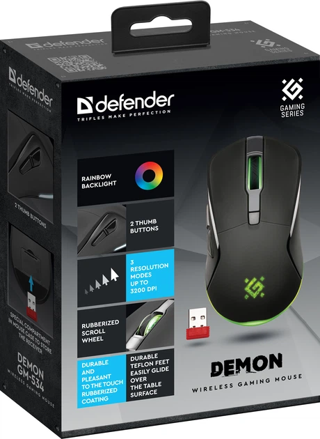 Mysz Defender Demon GM-534 Wireless Black (4745090826463) - obraz 5