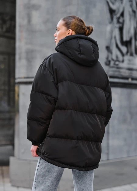 Женская Зимняя Куртка Стаф Черная Оверсайз Короткая Staff Tr Black