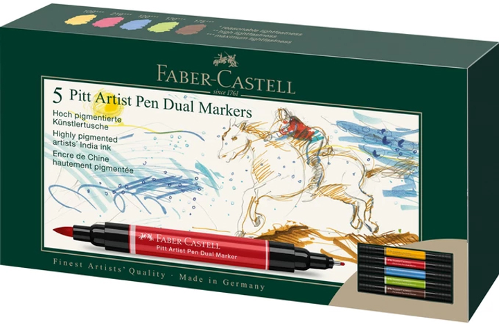 Набір маркерів Faber-Castell двосторонній 5 шт (4005401620051) - зображення 1