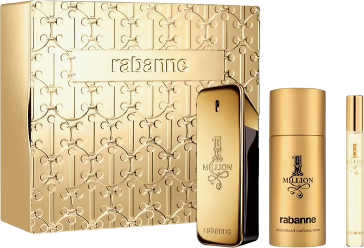 Zestaw męski Paco Rabanne 1 Million Woda toaletowa 100 ml + Miniaturka Woda toaletowa 10 ml + Dezodorant 150 ml (3349668634828) - obraz 1