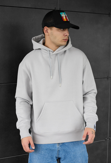 Худи Стаф Оверсайз Мужское Серое Базовое Однотонное Staff Light Gray ...