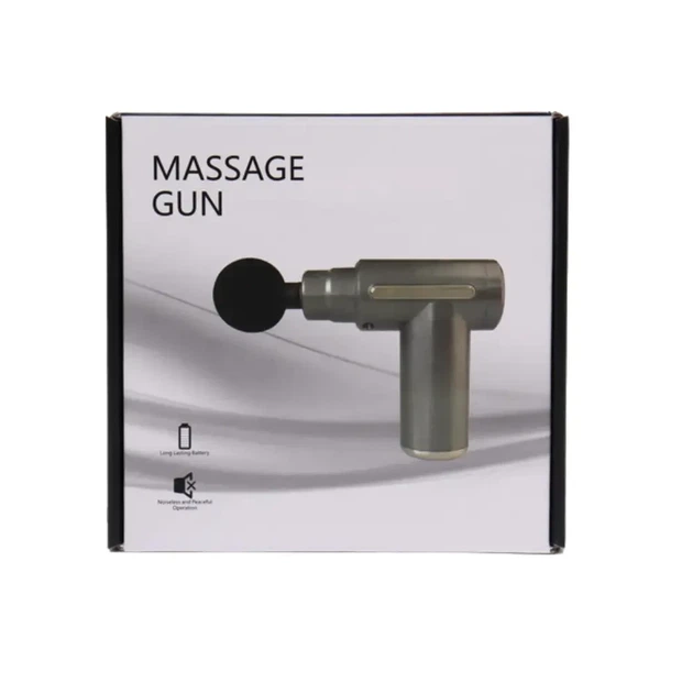 Массажер мышечный ручной Massage Gun Аккумуляторный перкуссионный Массажный 4 насадки для рук ног шеи - изображение 9