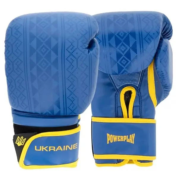 Боксерські рукавиці PowerPlay 3021 Ukraine синє-жовті 14 унцій - зображення 6