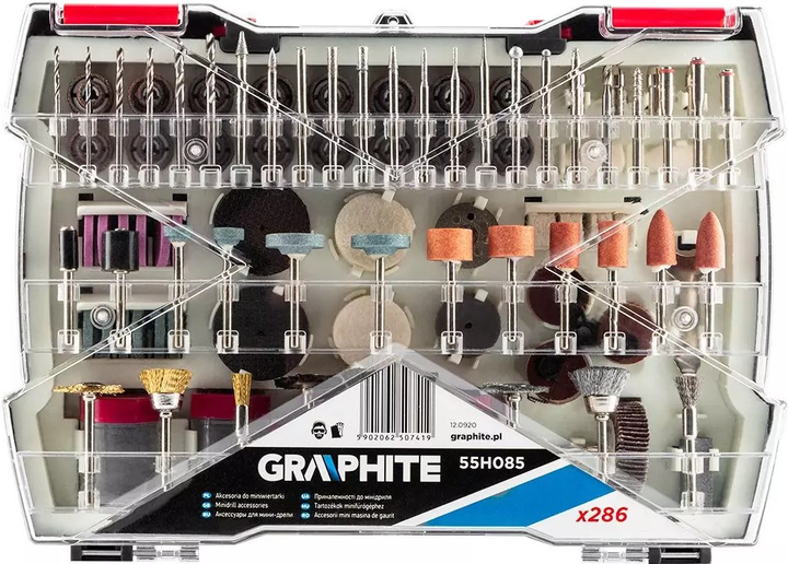 Набір аксесуарів для міні-шліфувальної машини Graphite 286 шт 55H085 (5902062507419) - зображення 3