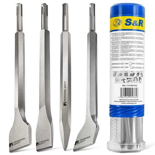 Набор зубил S&R Meister sds-plus 4 шт в тубусе (114504250) - Фото 3 Набор зубил S&R Meister sds-plus 4 шт в тубусе (114504250) - изображение 3