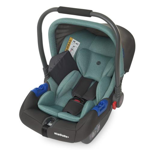 Дитяче автокрісло EL CAMINO ME 1043 NEWBORN+ Штатний ремінь, група 0+, 0-13 кг, 5-точкові ремені зелений - изображение 2