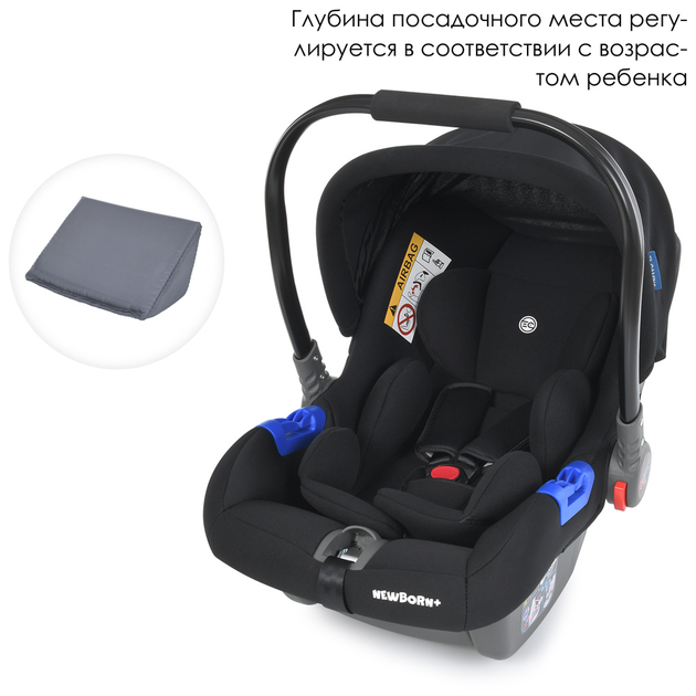 Дитяче автокрісло EL CAMINO ME 1043 NEWBORN+ Штатний ремінь, група 0+, 0-13 кг, 5-точкові ремені чорний - изображение 2